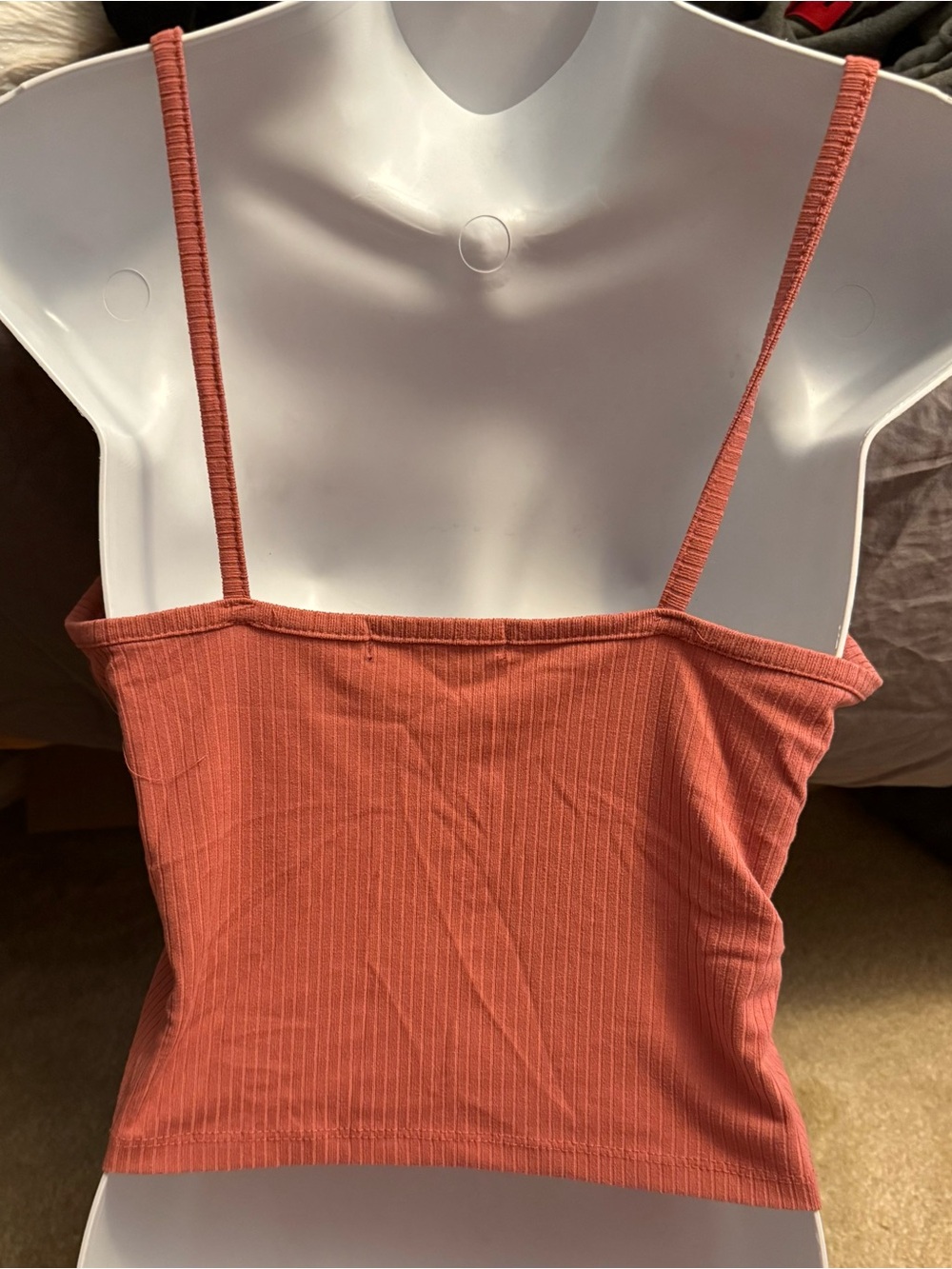 YMI Ribbed Tie-Front Two-Piece Crop Top Set - Rust - Picture 4 of 5